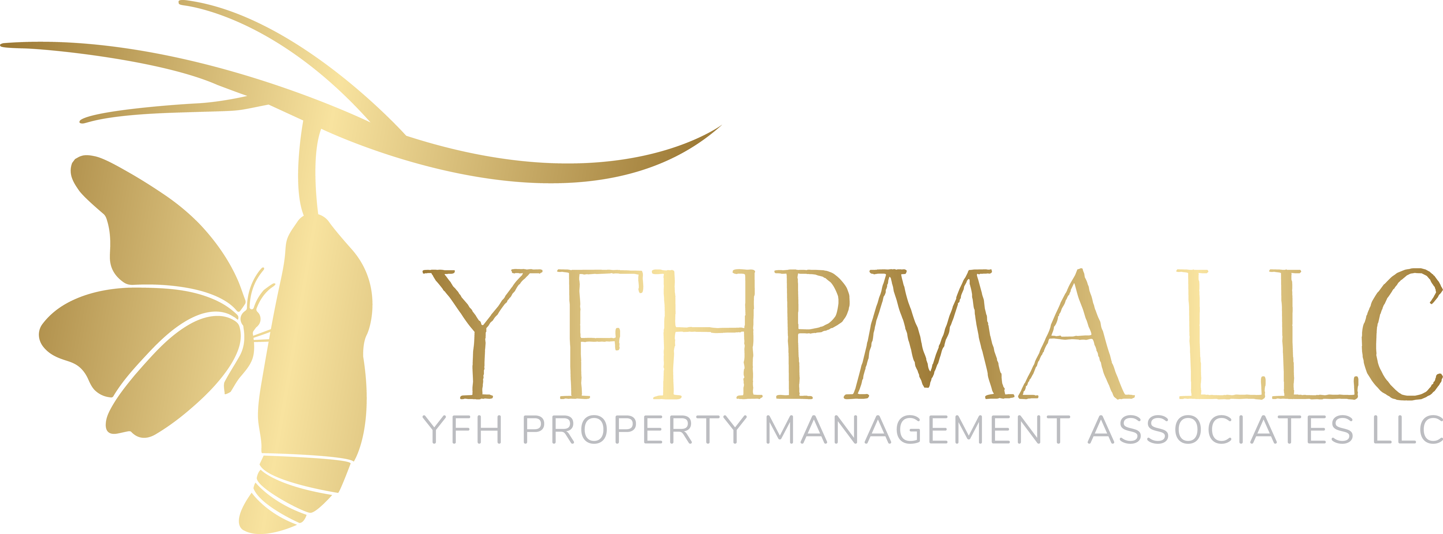 A gold and black logo for yfhp property management.